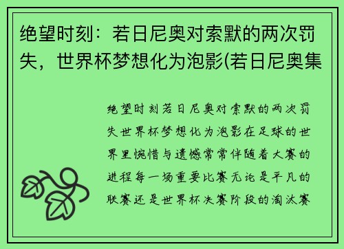 绝望时刻：若日尼奥对索默的两次罚失，世界杯梦想化为泡影(若日尼奥集锦)