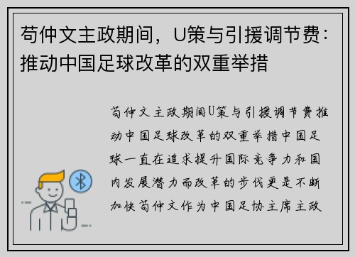 苟仲文主政期间，U策与引援调节费：推动中国足球改革的双重举措